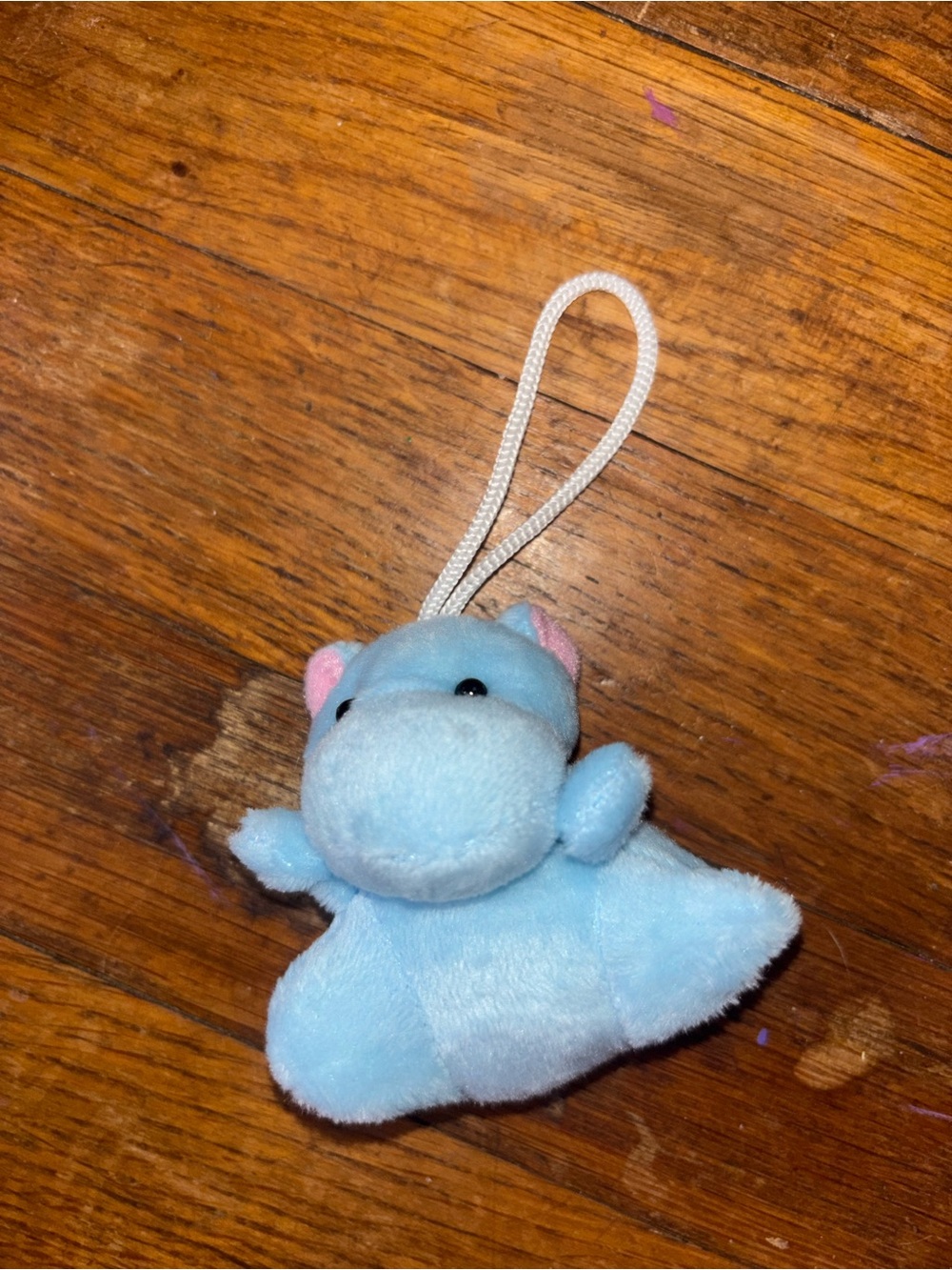 Blue Plush Hippo Small Pets Toy with Loop